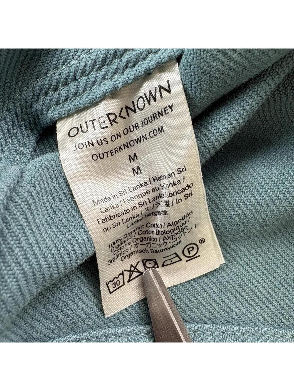 Outerknown Twill Flannel Rambler Shirt Organic Cotton Medium Turquoise Blue - Picture 4 of 8